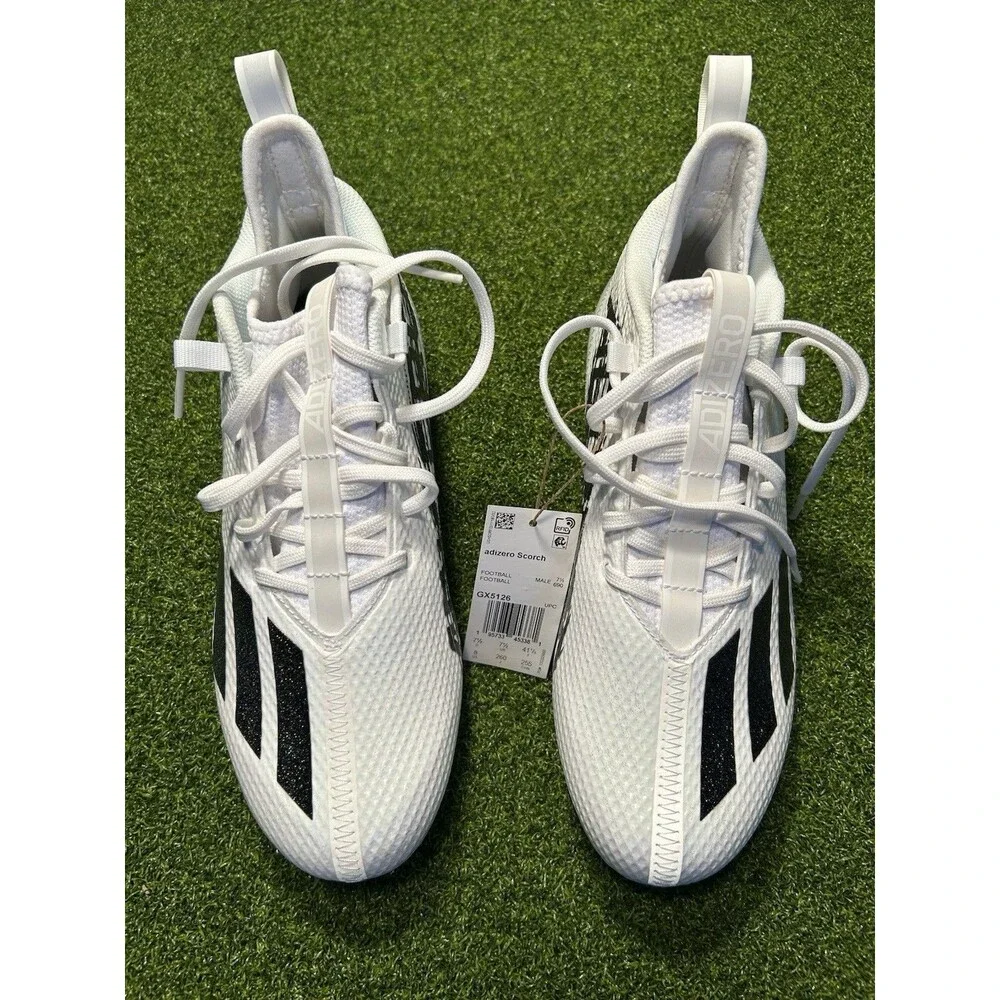 adidas Adizero Scorch Football Cleats GX5126 Men’s Size 8 White/Black NWOB